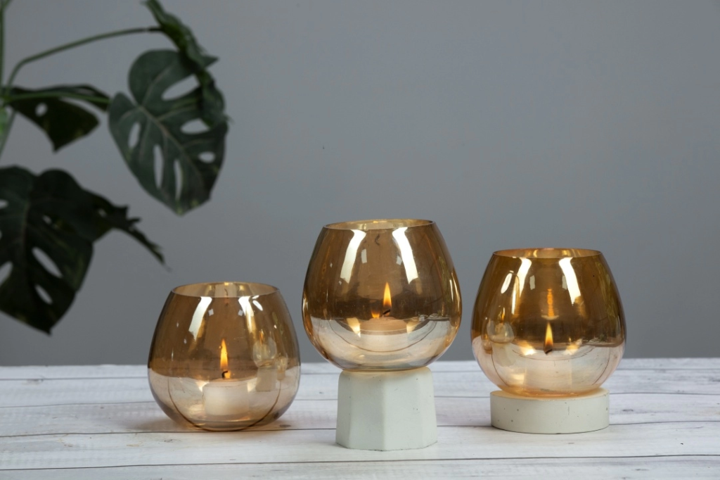 Glass Luster Candle Holder