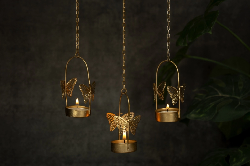 Hanging Tealight Holder With Butterflies