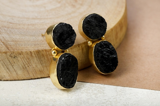 Dangling Black Tourmaline Earrings