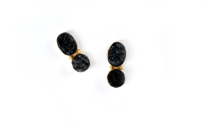 Dangling Black Tourmaline Earrings