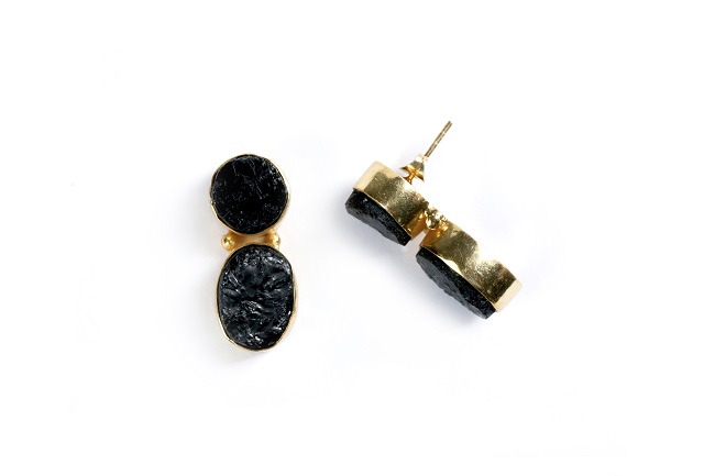 Dangling Black Tourmaline Earrings