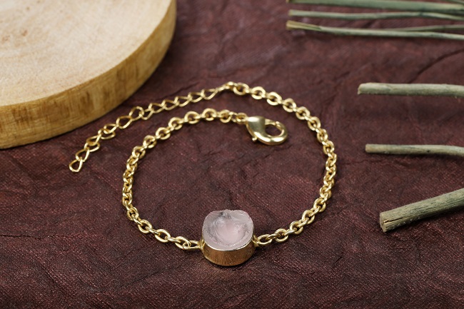 Rose Quartz Single Crystal Bracelet