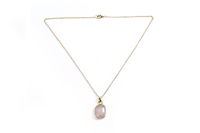 Rose Quartz Crystal Pendant with Chain