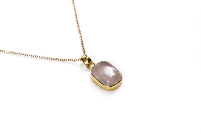 Rose Quartz Crystal Pendant with Chain