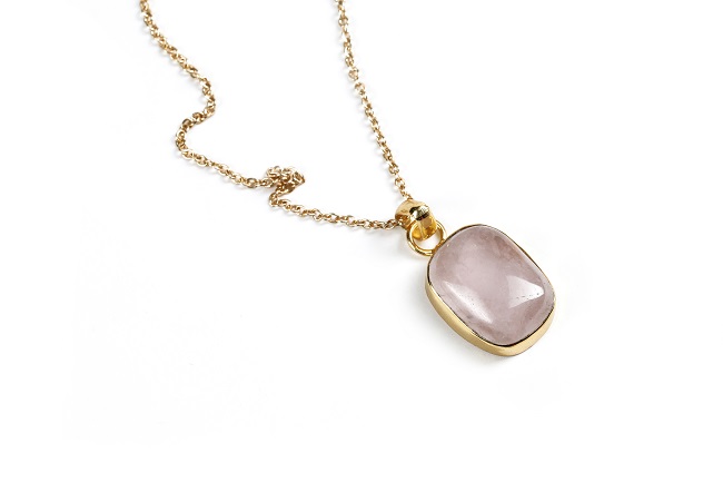 Rose Quartz Crystal Pendant with Chain