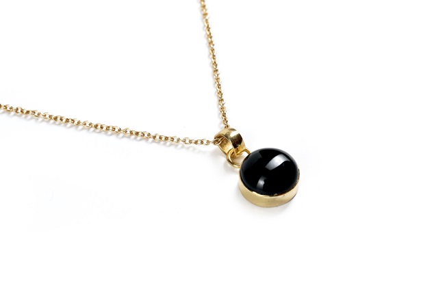Black Tourmaline Round Pendant With Chain