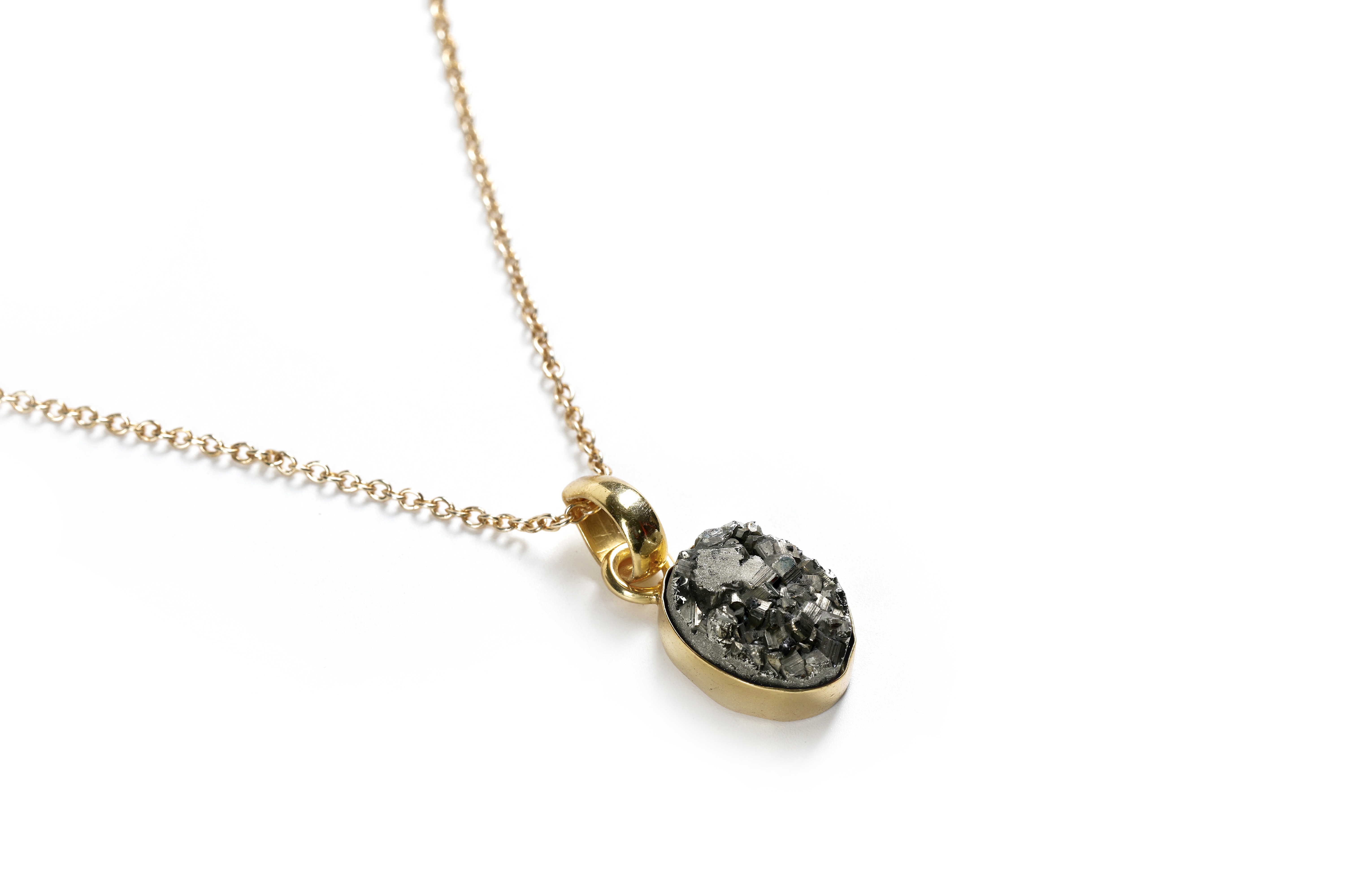 Pyrite Crystal Pendant with chain