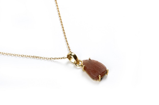 Sunstone Crystal Pendant With Chain