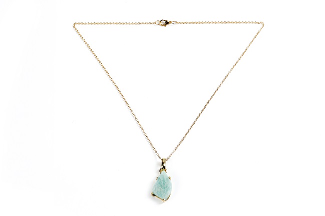 Amazonite Golden Pendant With Chain
