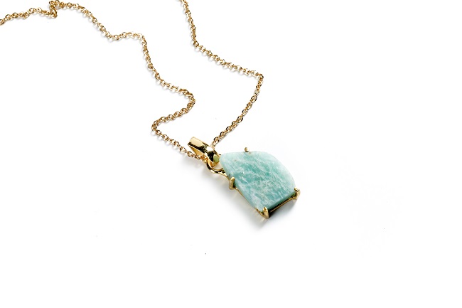 Amazonite Golden Pendant With Chain