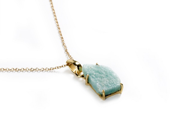 Amazonite Golden Pendant With Chain