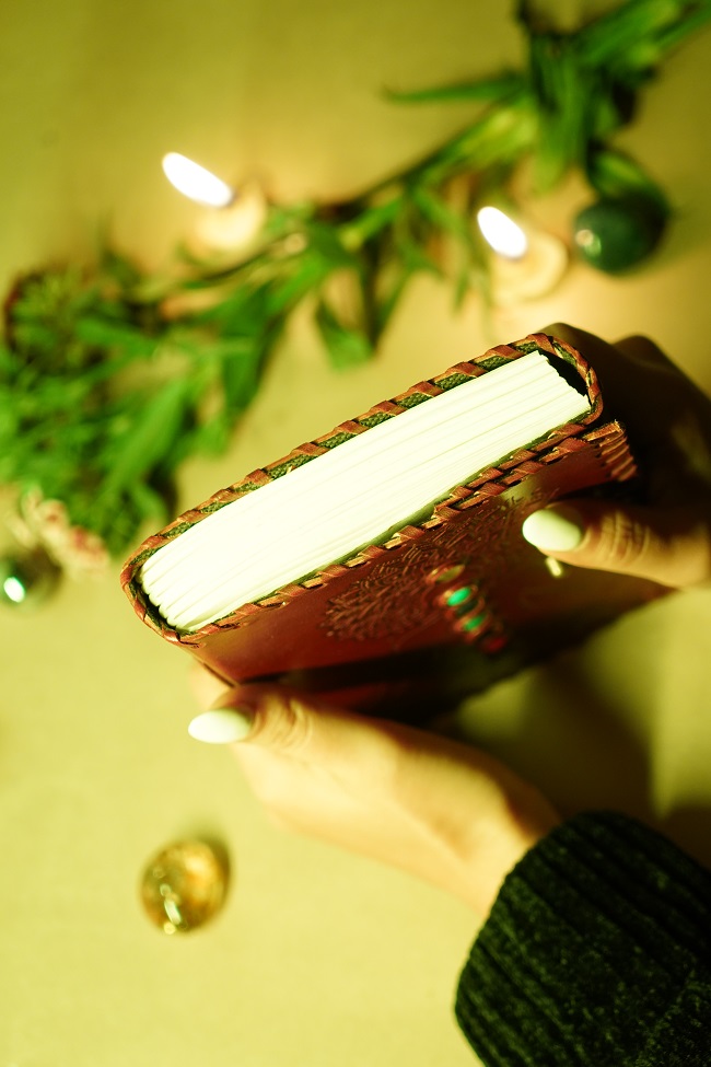 Buy Handmade Leather Journal With 7 Chakra Healing Crystals Online From