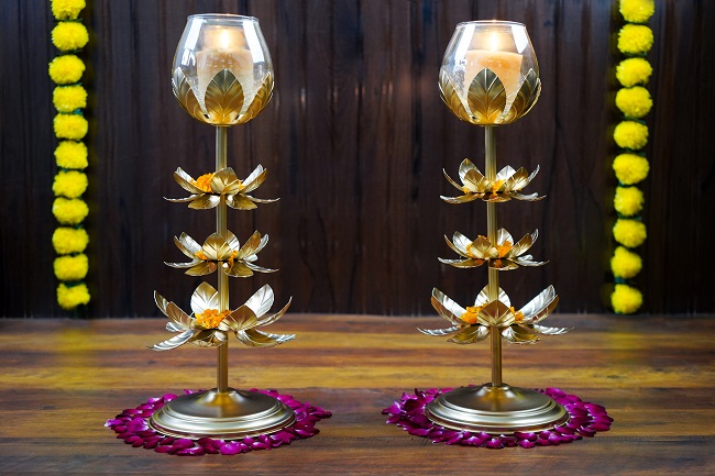 Lotus Candle Stand For Home and Festive Decor