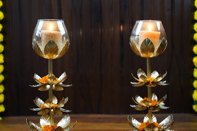 Lotus Candle Stand For Home and Festive Decor