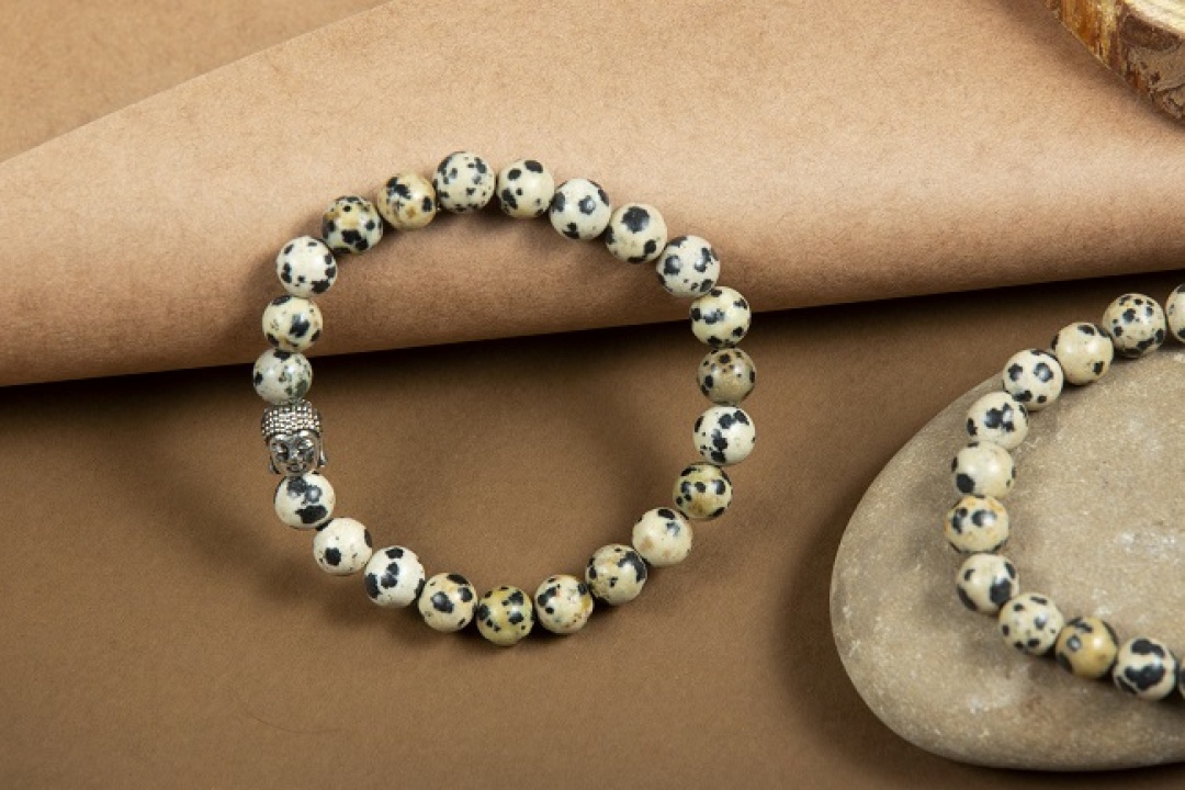Good Luck and Happiness Miracle Dalmatian Jasper Bracelet
