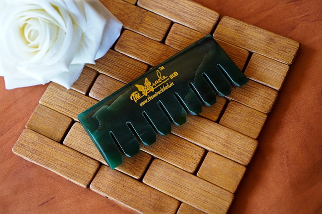 Green Jade Crystal Hair Comb