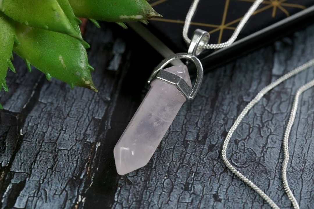 Natural Rose Quartz Miracle Pencil Pendant