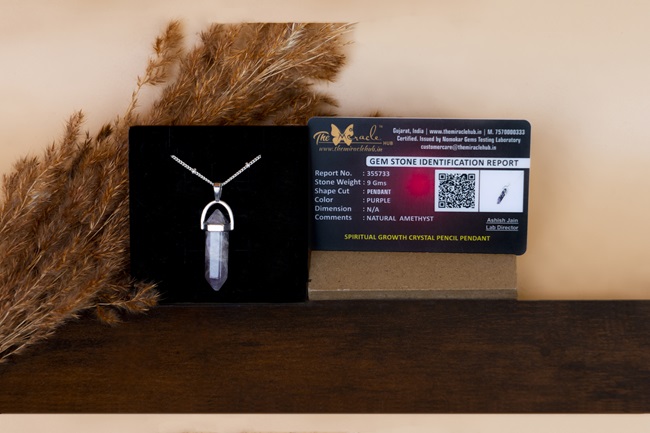 Spiritual Growth Amethyst Crystal Pencil Pendant