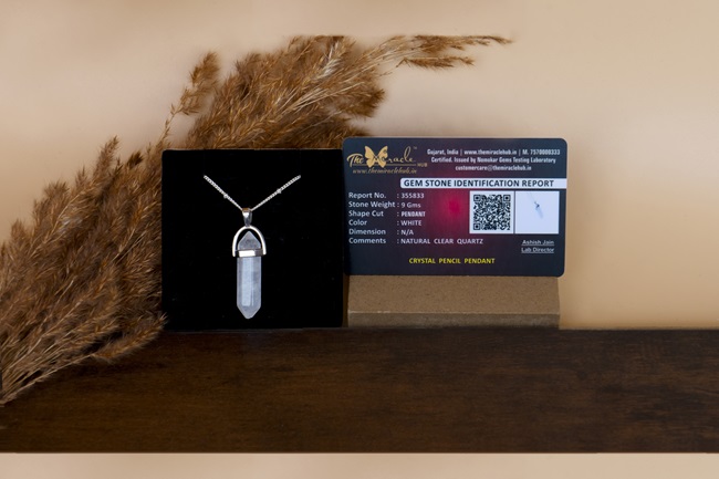 Clear Quartz Crystal Pencil Pendant