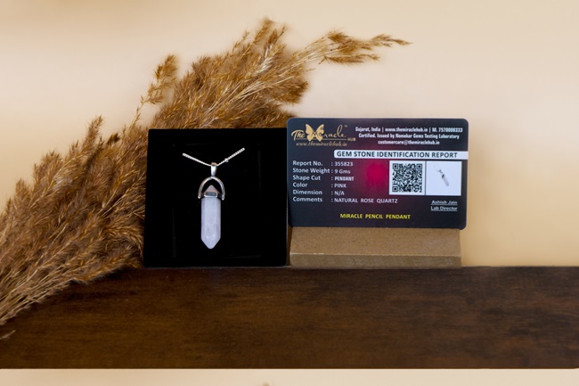 Natural Rose Quartz Miracle Pencil Pendant