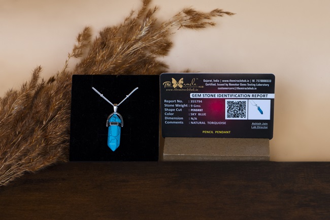 Blue Turquoise Pencil Pendant