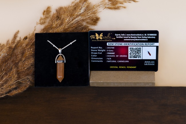 Carnelian Crystal Pencil Pendant