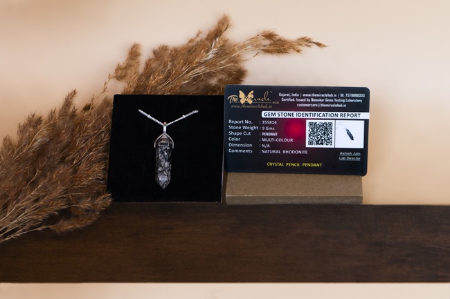 Rhodonite Crystal Pencil Pendant
