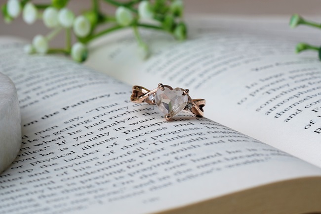 Rose Quartz Heart Ring Rose Gold