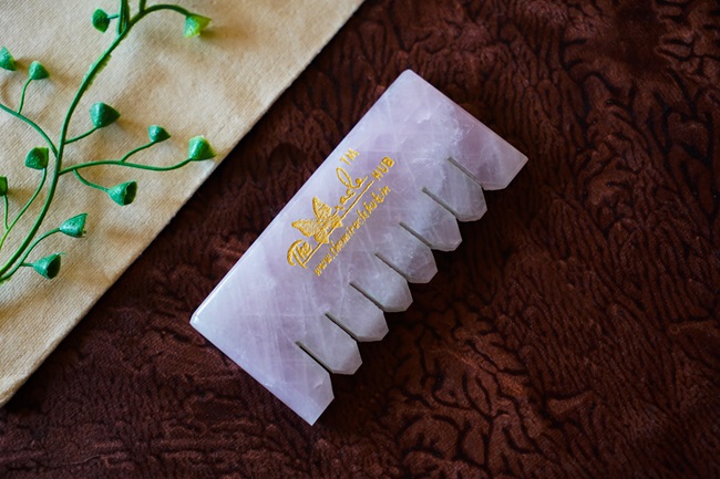 Natural Rose Quartz Crystal Hair Comb