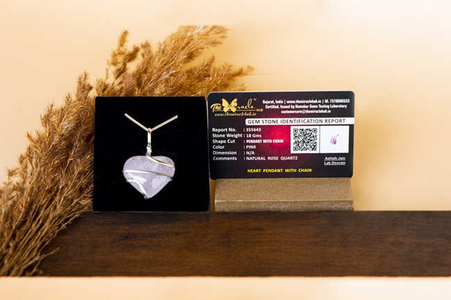 Rose Quartz Heart Pendant With Chain