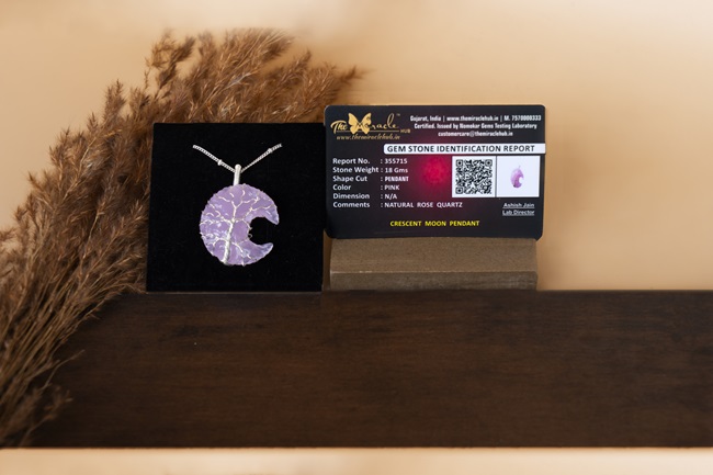 Rose Quartz Crescent Moon Pendant