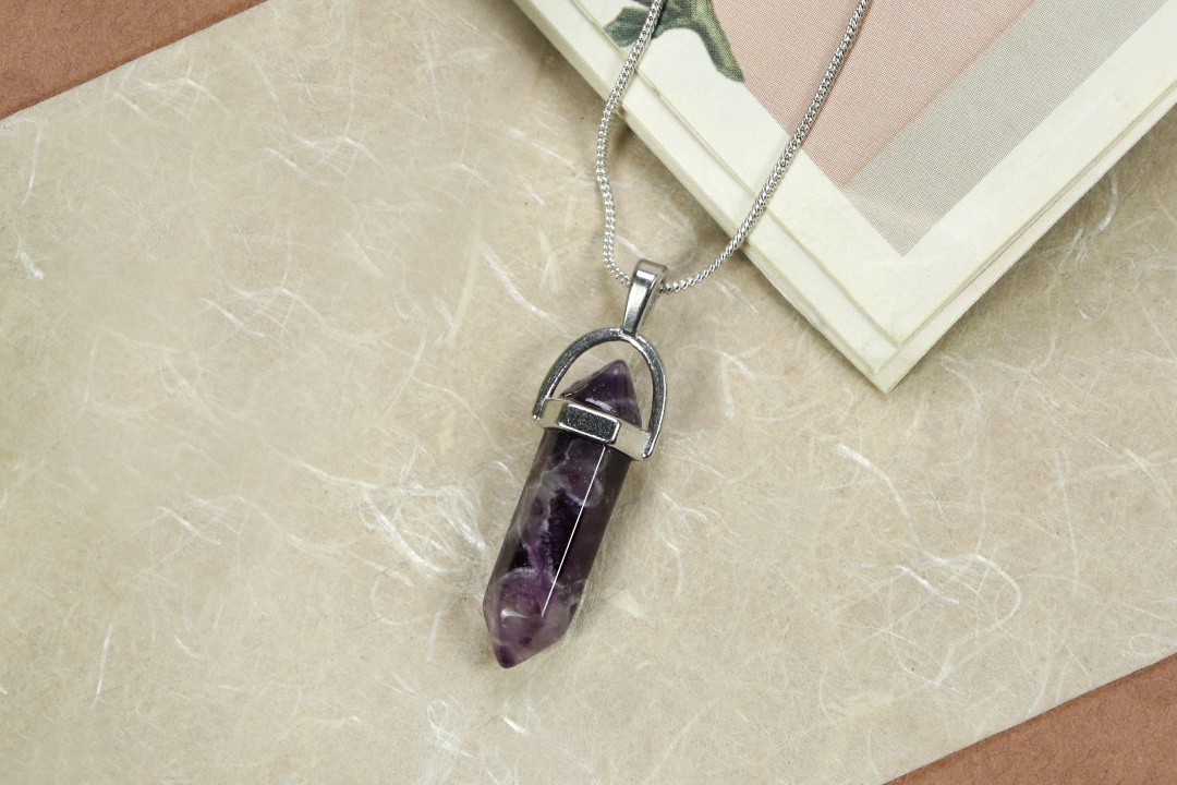 Spiritual Growth Amethyst Crystal Pencil Pendant