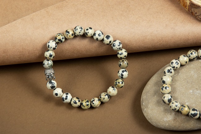Good Luck and Happiness Miracle Dalmatian Jasper Bracelet