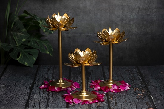 Lotus Candle Stand For Home and Festive Decor