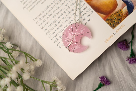 Rose Quartz Crescent Moon Pendant