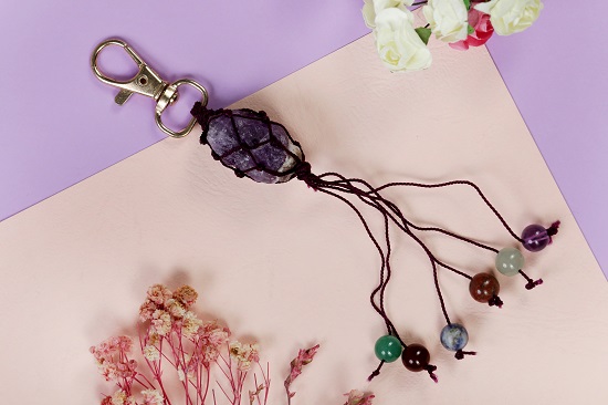 Amethyst Stone Keychain