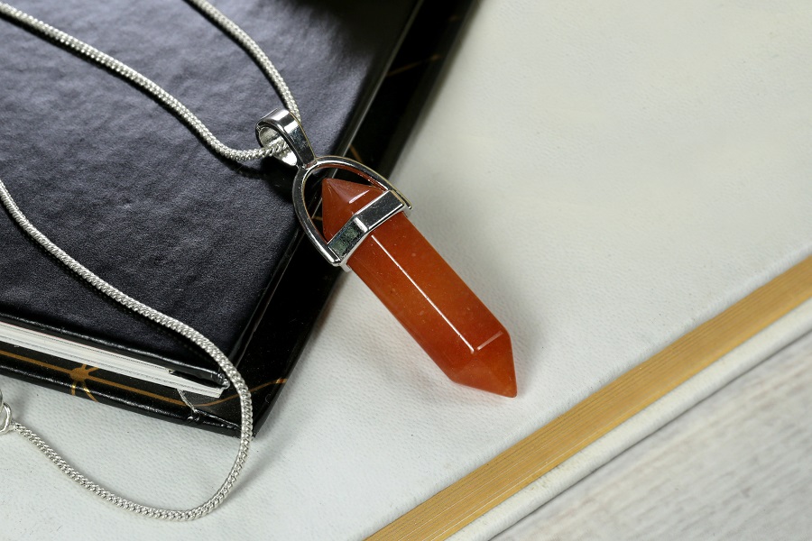 Carnelian Crystal Pencil Pendant