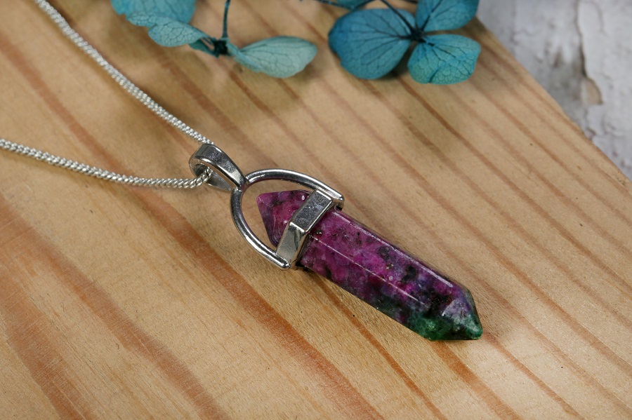 Rainbow Fluorite Polished Crystal Pencil Pendant