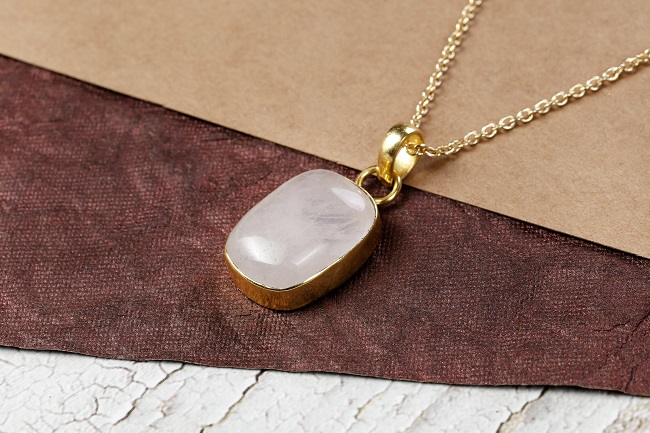 Rose Quartz Crystal Pendant with Chain