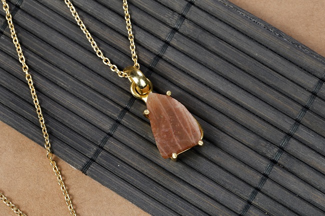 Sunstone Crystal Pendant With Chain