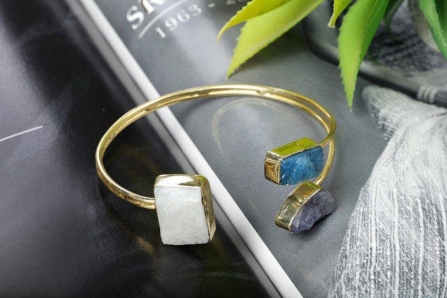 Rainbow Moonstone Cuff Bracelet