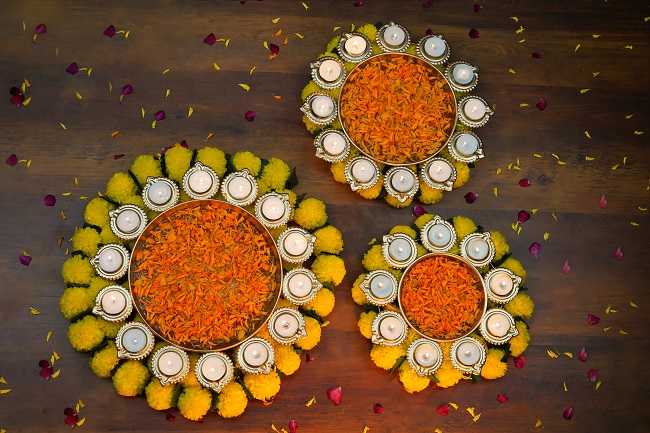 Traditional Brass Urli Diya Set For Home Decor